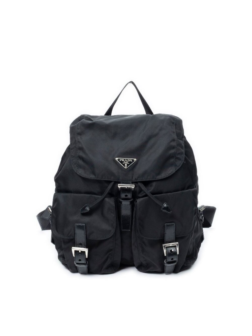 Prada Drawstring Backpack Black Nylon Canvas